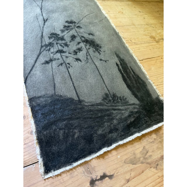 Mixed Media Original Landscape Painting on Raw Canvas by Chelsea Fly. 12”W x 20”H Watercolor, Ink, and Oil Pastel.