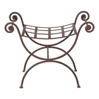 1920s French Iron Curule Stool For Sale