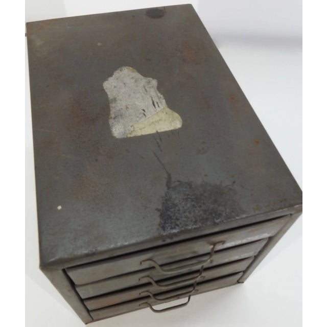 Gray Midcentury Small Industrial Metal Box With Drawers For Sale - Image 8 of 10