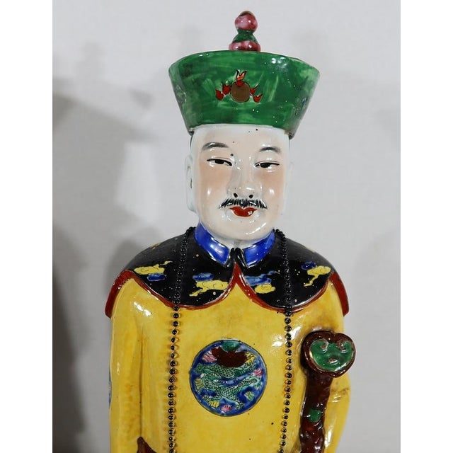 Mandarin Dignitary Statues in Earthenware, China, 1980s, Set of 3 For Sale - Image 16 of 18