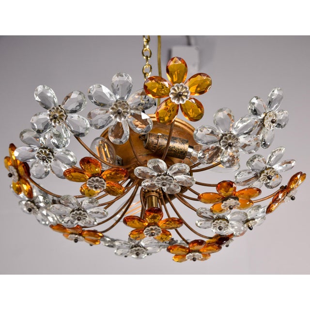Mid-Century Modern Mid Century Maison Bagues Style Crystal Flower Flush Mount Fixture For Sale - Image 3 of 12