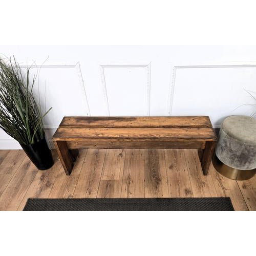 Vintage Rustic Minimal Italian Waterfall Wooden Bench, 1950s For Sale - Image 4 of 9