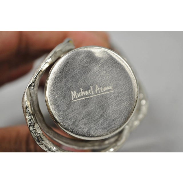 Late 20th Century Michael Aram Wisteria Collection Hammered Nickel Silver Plated Small 4" Vase For Sale - Image 9 of 15