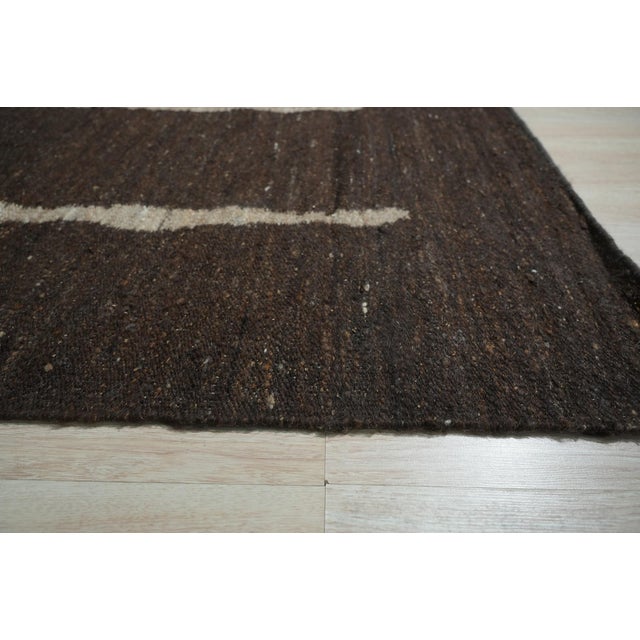 2020s 10x14 Talia Delicate Brown Kilim Minimalist Geometric Flatweave Wool Carpet Rug For Sale - Image 5 of 10