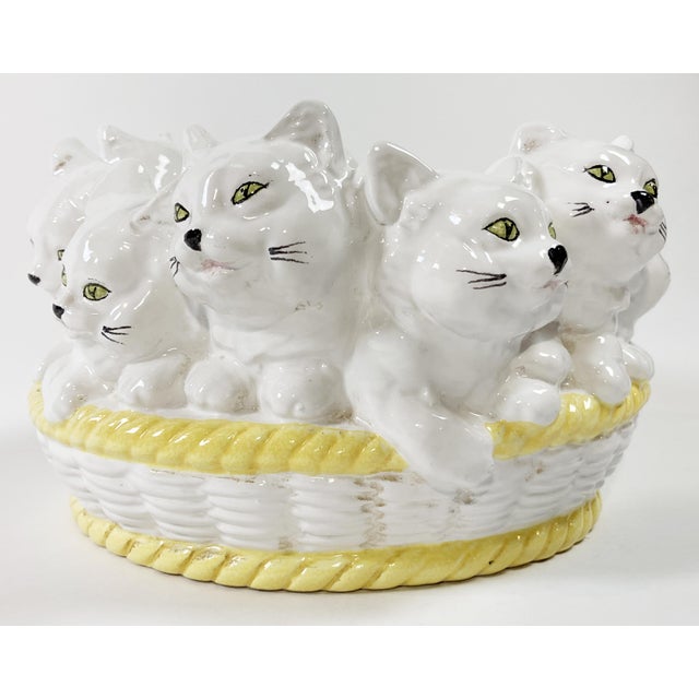 Vintage Italian Ceramic Ring of Kittens Bowl For Sale - Image 4 of 7