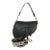 Black Grained Calfskin Medium Saddle Bag For Sale