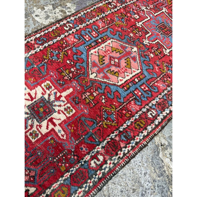 1930s 1ft 10in × 12ft Karajeh Heriz Persian Rug, Circa 1930 For Sale - Image 5 of 12