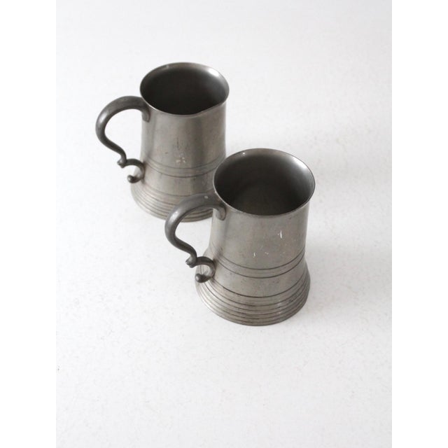 Metal Antique Glass Bottom Pewter Tankards Pair For Sale - Image 7 of 13