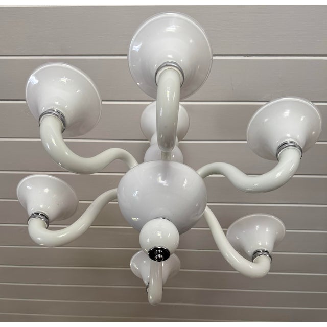 White Murano Glass Chandelier For Sale In Philadelphia - Image 6 of 7