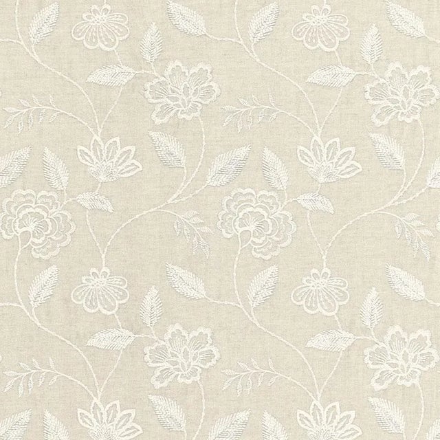 Sample - Schumacher Penelope Embroidery Fabric in Linen For Sale