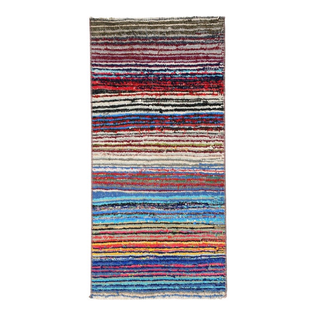Vintage Decorative Rag Rug - 1`8″ X 3`6″ For Sale
