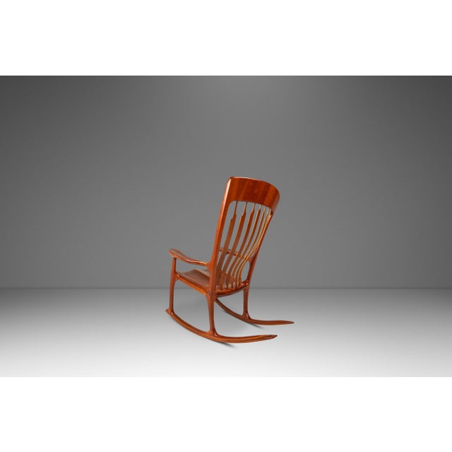 Sam Maloof Studio Craft Sculptural Rocking Chair in Solid Cherry Wood Attributed to Hal Taylor After Sam Maloof and James Krenov, Usa, C. 1980's For Sale - Image 4 of 18