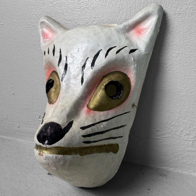 Vintage Japanese Kitsune Papier-Mâché Mask, 1960s For Sale - Image 9 of 9