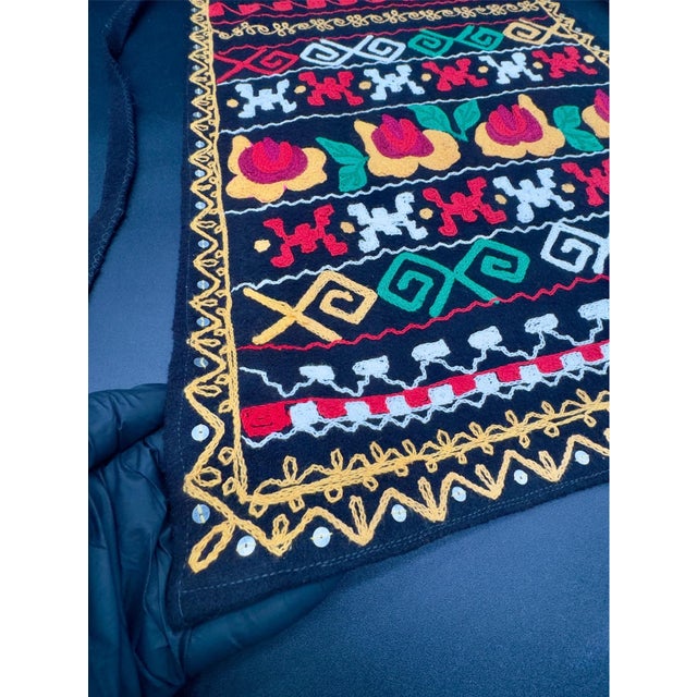 Traditional 1980s Traditional Bulgarian Folklore Embroidered Apron For Sale - Image 3 of 11