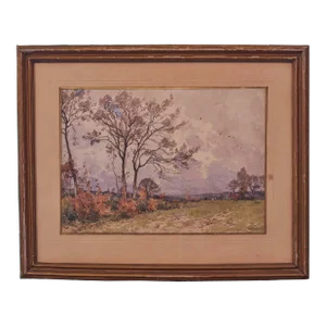 Paul Lecomte (1877-1950, French) Fall Watercolor Landscape Painting