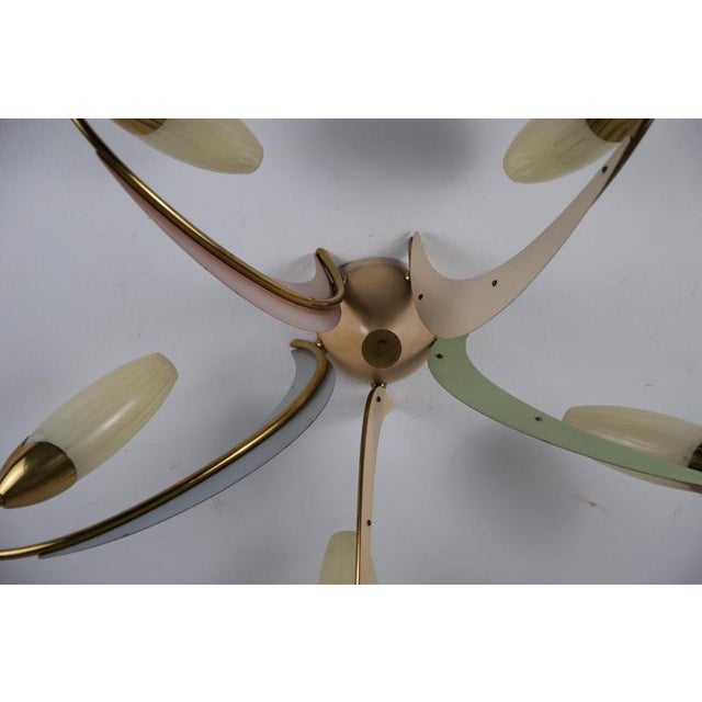 Mid-Century Brass and Glass 5-Arm Sputnik Chandelier, Germany, 1960s For Sale - Image 11 of 12