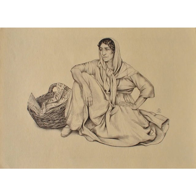 Walter Sauer, Seated Figure, Engraving For Sale - Image 5 of 5