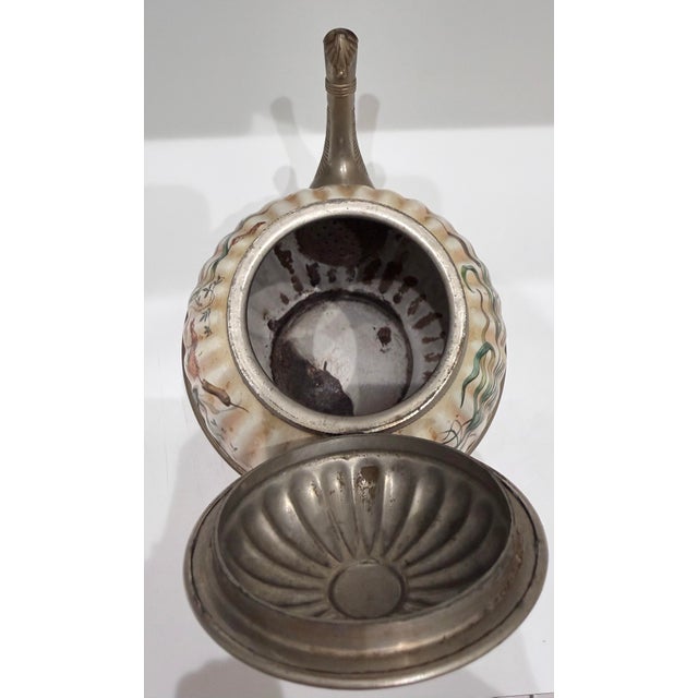 Late 19th Century Pink Enamel and Pewter Teapot - Late 1800's For Sale - Image 5 of 6