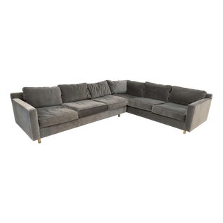 Mitchell Gold & Bob Williams Hunter Studio 2 Piece Grey Velvet Sectional For Sale