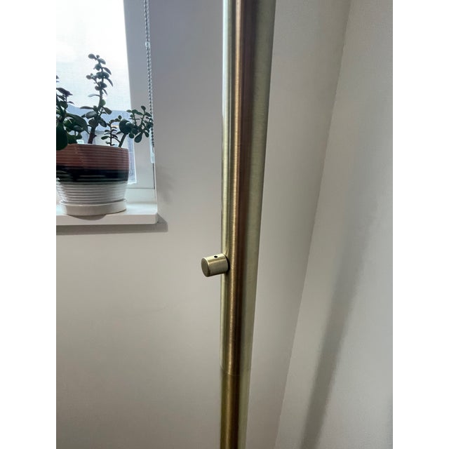 Metal Adesso Brass Arc Floor Lamp, Brass and White Marble Finish For Sale - Image 7 of 7