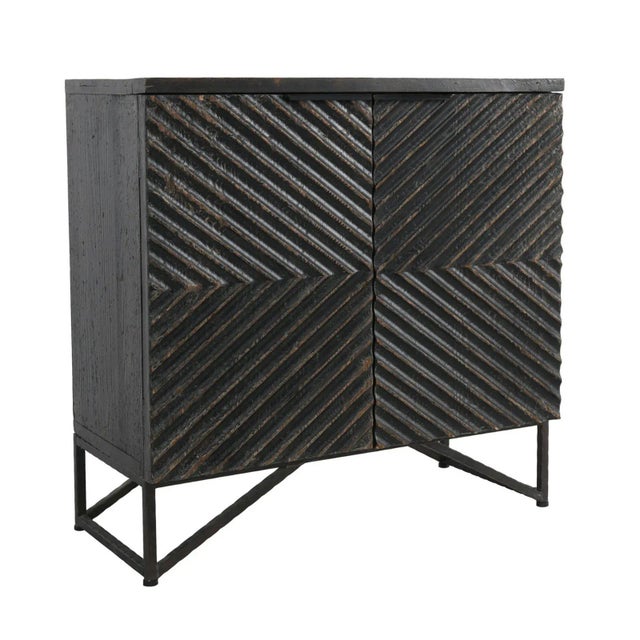 2020s Ebony Geometric Wood Cabinet For Sale - Image 5 of 12