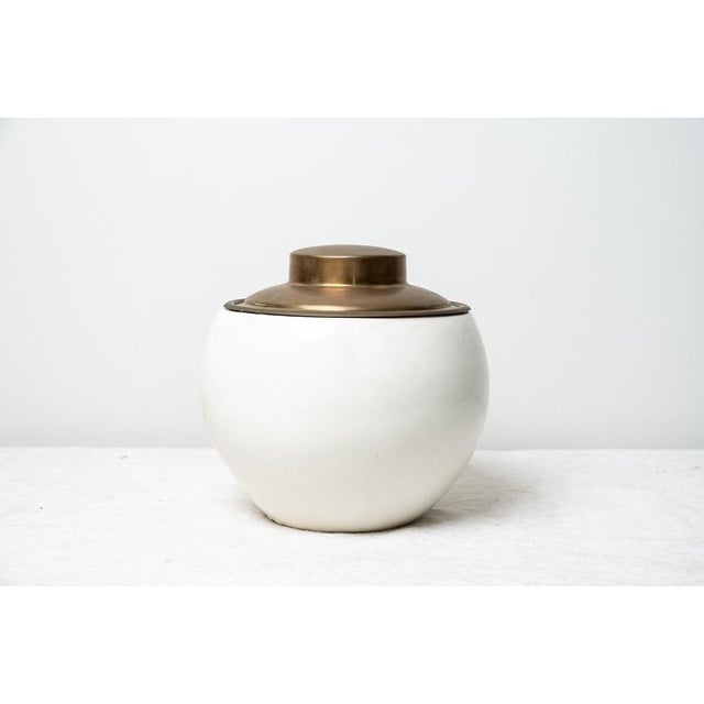 White Glazed Ceramic Ice Box, 1970s For Sale - Image 3 of 7