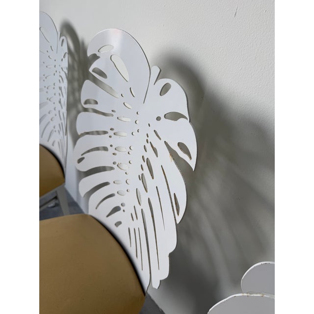 Johnston Casuals Monstera Leaf Back Indoor/Outdoor Metal Dining Chairs – Set of 4 For Sale - Image 10 of 12