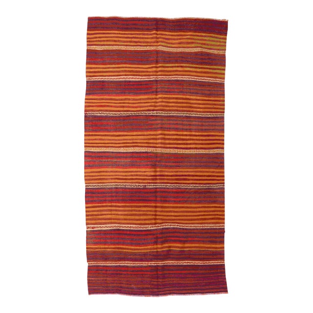 Vintage Decorative Turkish Kilim Rug - 5`2" X 10`1" For Sale