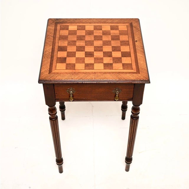 1920s Vintage English Walnut Chess Table, 1920 For Sale - Image 5 of 10