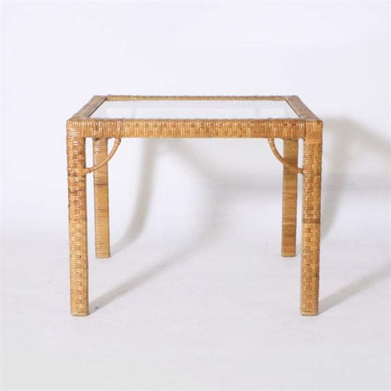 Mid-Century Modern Rattan Wrapped Side Table C. 1960 For Sale - Image 3 of 3