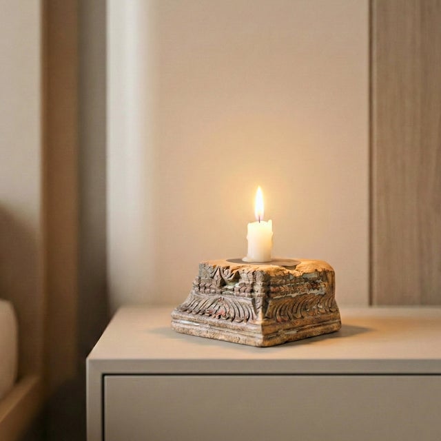 Dimensions: 6" W x 7" D x 4" H Salvaged base of a column has been thoughtfully upcycled into a candle holder.
