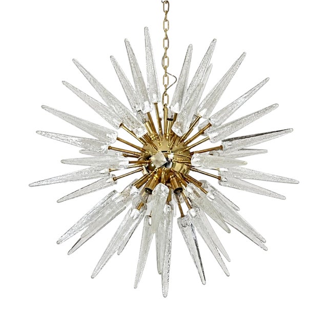 Sputnik Pendant Light with 51 Clear Glass and Brass-Plated Metal Points from Justfurnituress SRL For Sale