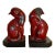 Vintage Cast Bronze Red Painted Cat Bookends- Set of 2 For Sale