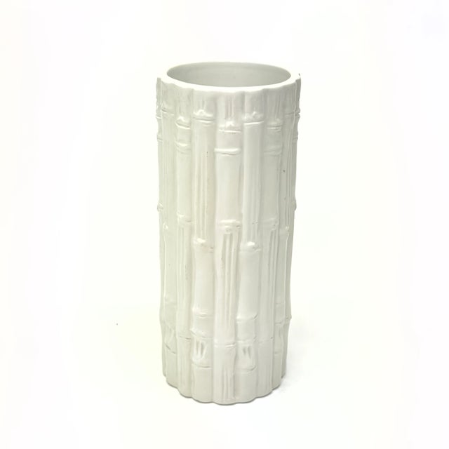 Hollywood Regency White Ceramic Faux Bamboo Containers - Group of 3 ...