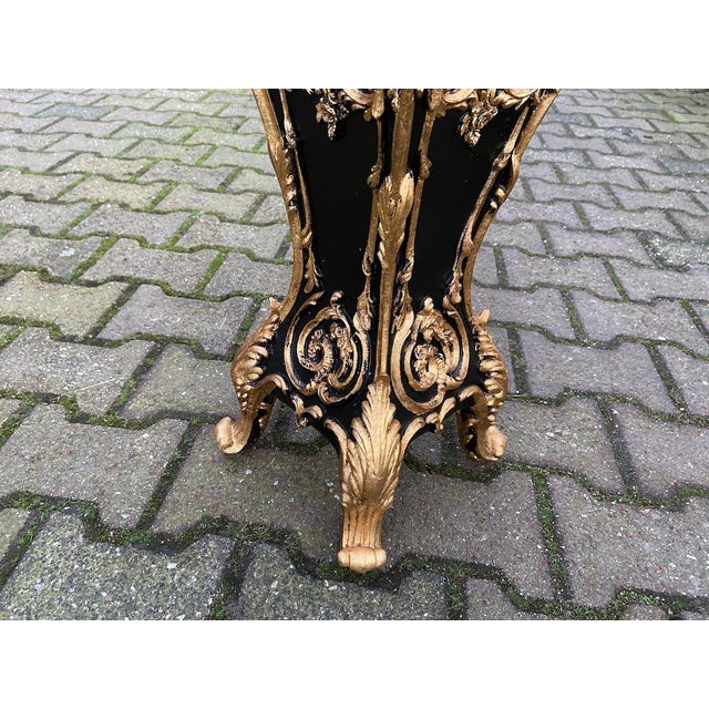 Late 20th C. Italian Baroque Black Gold Pedestals - Pair For Sale - Image 9 of 11