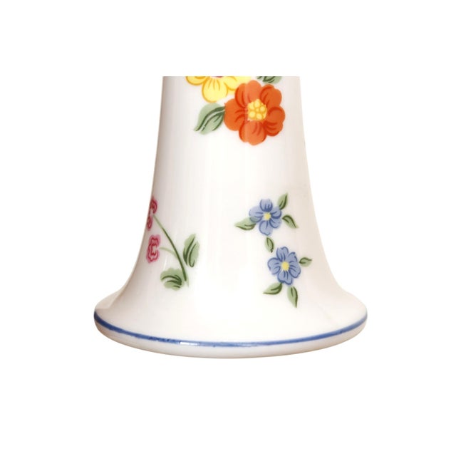 1980s 1980’s Floral Porcelain Candlestick Holders, a Pair For Sale - Image 5 of 6