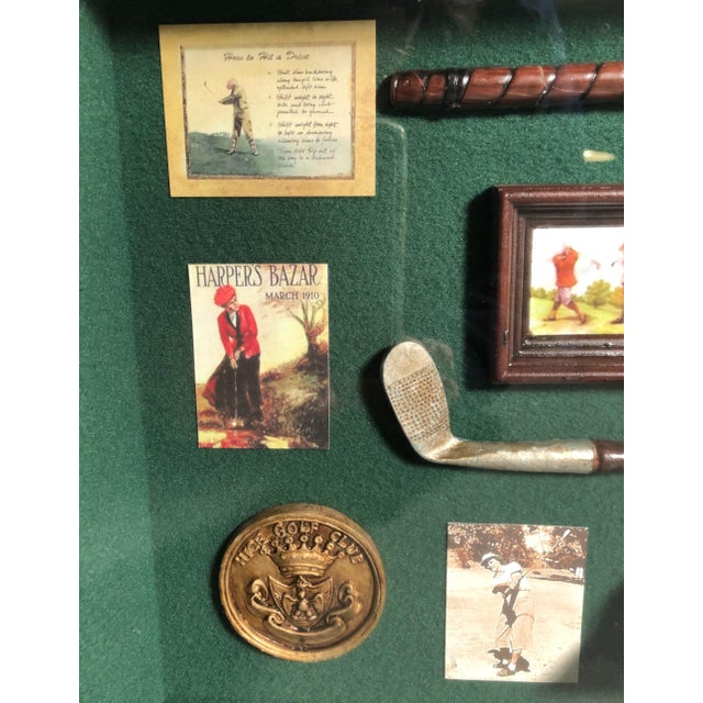 Miniature Golf Memorabilia Shadow Box With Vintage Golf Clubs and Balls