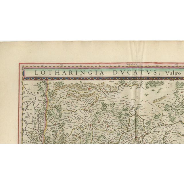 Black Hand-Colored Dutch Golden Age Map of Lorraine from Blaeu, 1642 For Sale - Image 8 of 12