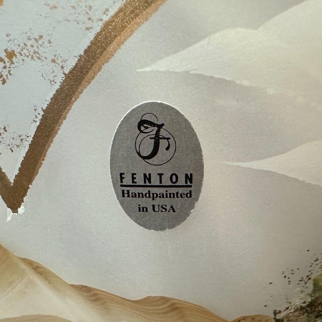 1990s Vintage Fenton "After the Rain" Hand Painted French Opalescent Satin Glass Vase For Sale - Image 5 of 10