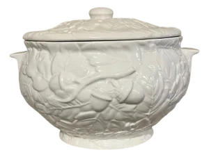 Vintage Traditional White Ironstone Acorns and Leaves Soup Tureen