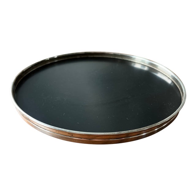1950s Sterling Silver and Black Laminate Cocktail Trivet Tray by Gorham For Sale