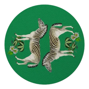 Nicolette Mayer Zebra Seeing Double Kelly Green 16" Round Pebble Placemats, Set of 4