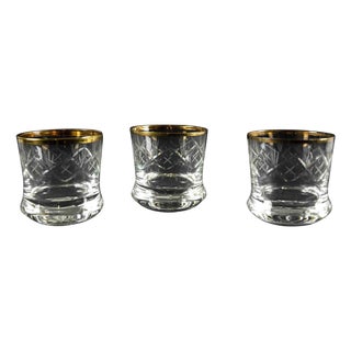 Mid-Century European Glasses with Gilded Edges, Set of 3 For Sale