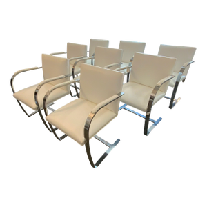 Set of 8 Knoll Padded Arm Chairs