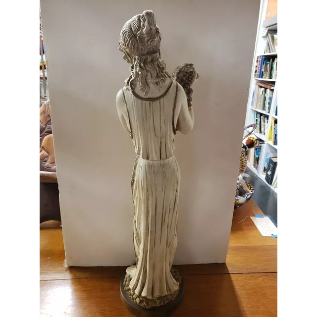 Art Nouveau Mid 20th Century Art Nouveau Woman With Grapes Chalkware/Resin Sculpture For Sale - Image 3 of 6