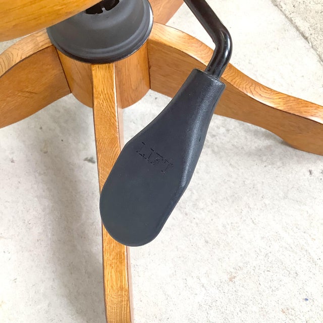 Vintage Scandinavian Modern Teak Adjustable Swivel Desk Chair With Sculptural Spindle Back For Sale - Image 10 of 14