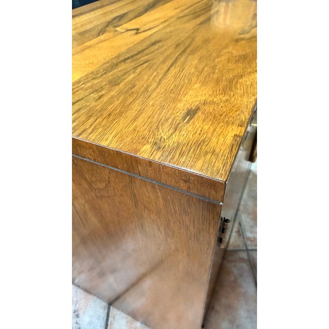 Vintage Mastercraft Grand Rapids Brass-Banded Walnut Nightstand / End Table, 1970s For Sale - Image 13 of 15