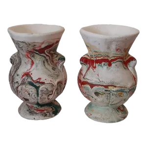 Morton Clay Pottery Mini Swirl Art Vases Colorful Arts Crafts