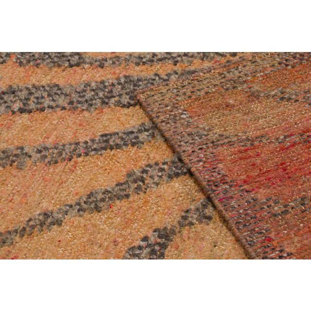Burnt Orange Contemporary Wool & Natural Silk Tiger Stripes Rug by Rug & Kilim, India For Sale - Image 8 of 10