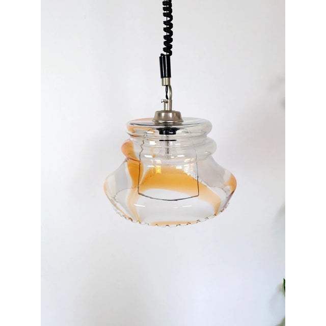 1970s Vintage Orange White Pendant Light For Sale - Image 6 of 11